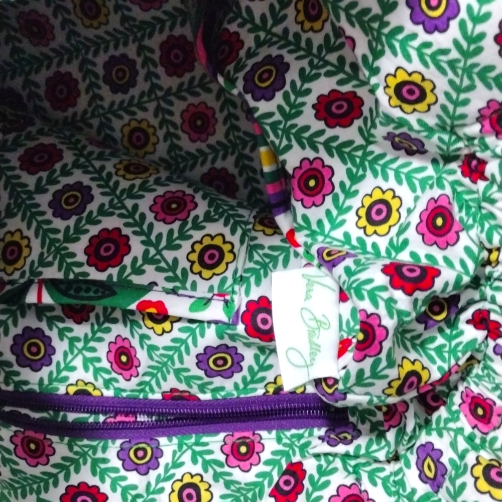 Floral Multicolor Tote Bag with Green Accent - Picture 11 of 12